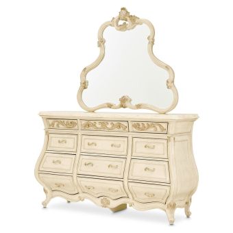 AICO Michael Amini Platine De Royale Dresser with Mirror in Champagne