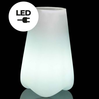Vondom Vlek 17.75"Dia. White LED Planter in Ice