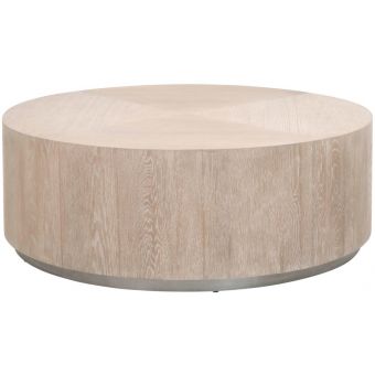 Essentials For Living District Roto Large Coffee Table Natural Gray Oak, Silver