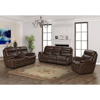 Barcalounger Sandover Power Reclining Sofa Set - Tri-Tone Chocolate