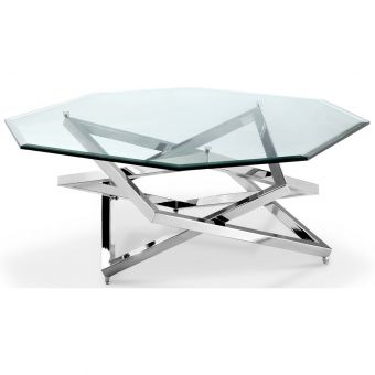 Magnussen Lenox Square Octoganal Cocktail Table in Nickel (Promo)
