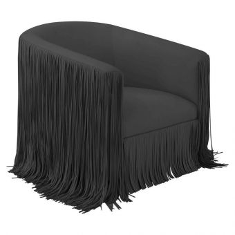 TOV Furniture Shag Me Black Vegan Leather Swivel Chair