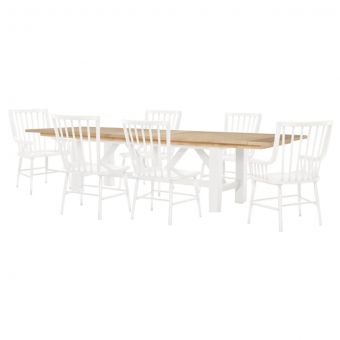 Legacy Classic Trisha Yearwood XXX's and OOO's Trestle Dining Set in Amber and Cotton