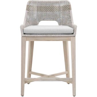 Essentials For Living Woven Tapestry Outdoor Counter Stool in Taupe Stripe