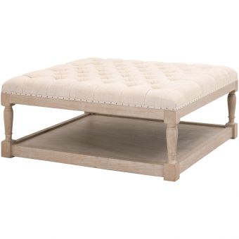 Essentials For Living Essentials Townsend Tufted Upholstered Coffee Table in Bisque French Linen