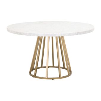 Essentials For Living Turino 54" Round Dining Table - White Carrera Marble