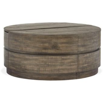 Magnussen Baisden Round Lift Top Cocktail Table with Casters in Tobacco