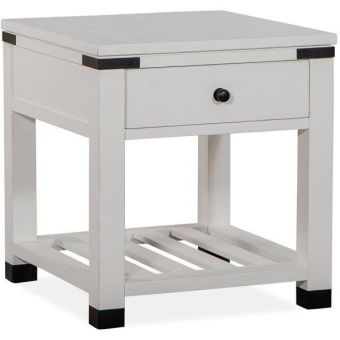 Magnussen Harper Springs Shelf End Table in Silo White