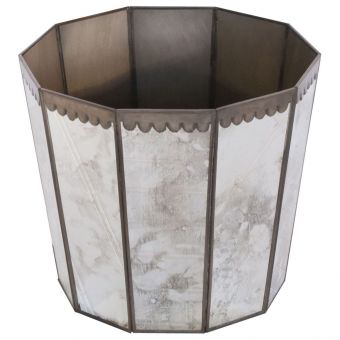 Worlds Away Antique Mirror Hexagonal Wastebasket