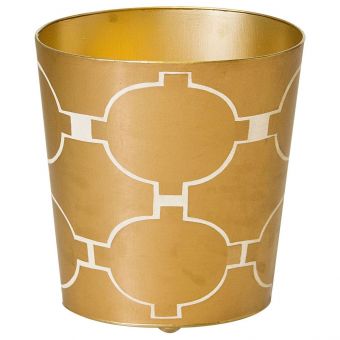 Worlds Away Gold and Cream Modern Wastebasket