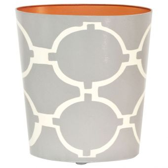 Worlds Away Oval Wastebasket Grey/Cream