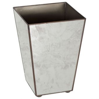 Worlds Away Antique Mirror Wastebasket