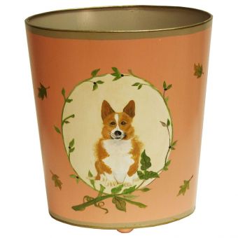 Worlds Away Corgi Wastebasket