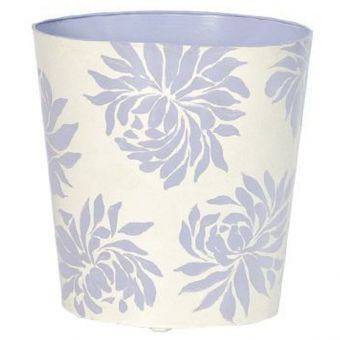 Worlds Away Oval Wastebasket Lavender/Cream Floral
