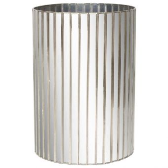 Worlds Away Facet Mirror Round Tall Wastebasket