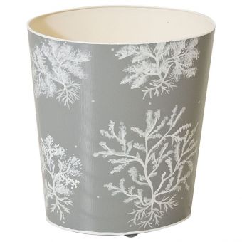 Worlds Away Grey and White Wastebasket