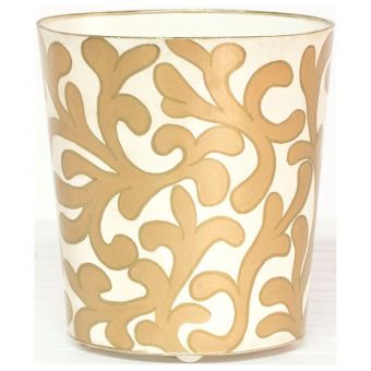 Worlds Away Oval Wastebasket Gold/Cream