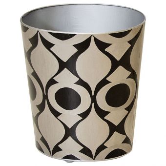 Worlds Away Black and Silver Wastebasket