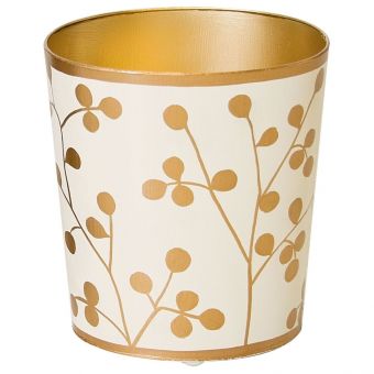 Worlds Away Gold and Cream Wastebasket
