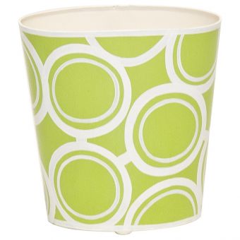 Worlds Away Oval Wastebasket Green and Cream Bubble Design