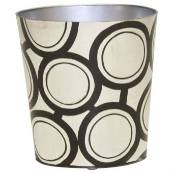 Worlds Away Oval Wastebasket Black and Silver Bubble Design