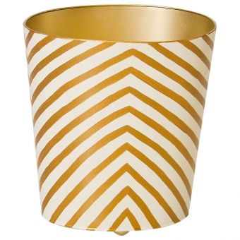 Worlds Away Gold and Cream Zebra Wastebasket