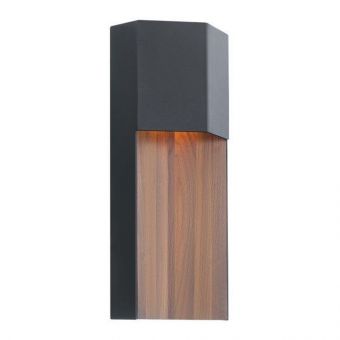 Modern Forms Dusk 14" LED Outdoor Wall Sconce 3000K in Black/Dark Walnut