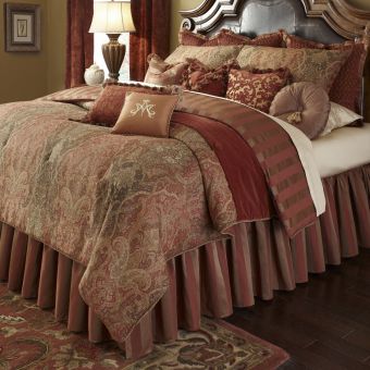 AICO Michael Amini Woodside Park 13pc King Comforter Set, Spice