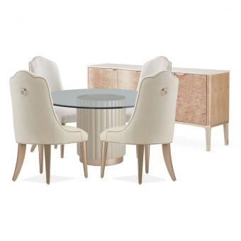 AICO Michael Amini Malibu Crest Round Dining Set - Chardonnay