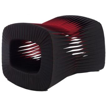 Phillips Collection Seat Belt Ottoman, Black/Red