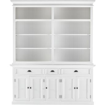 Novasolo Halifax Hutch Bookcase 5 Doors 3 Drawers - White