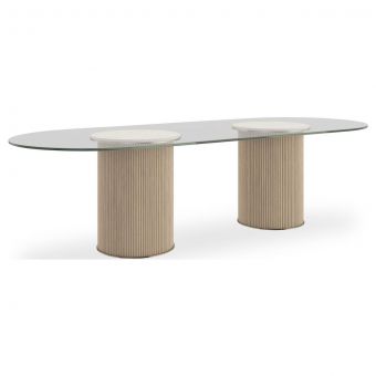 Caracole Classic Rhythm Oval Glass Top Dining Table