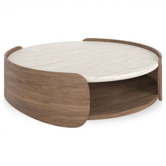 Caracole Classic Fleur Open Cocktail Table with Wood Shelf