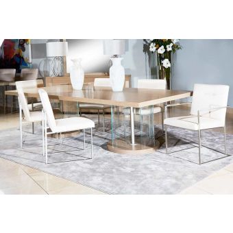 AICO Michael Amini Laguna Ridge Rectangular Double Pedestal Dining Set - Washed Oak