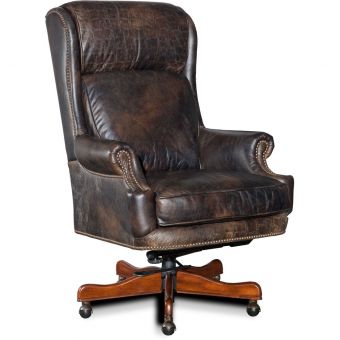 Hooker Furniture Old Saddle Fudge with Croc Accents Executive Swivel Tilt Chair