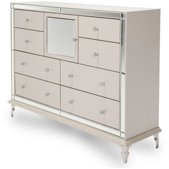 AICO Michael Amini Hollywood Loft Upholstered Dresser Frost