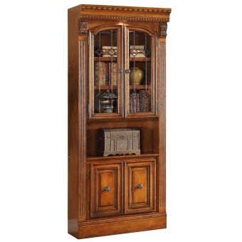 Parker House Huntington 32" Glass Door Cabinet in Pecan (GIMS) - OVERSTOCK