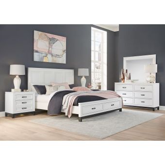 Aspenhome Hyde Park Panel Storage Bedroom Set - White Paint #450