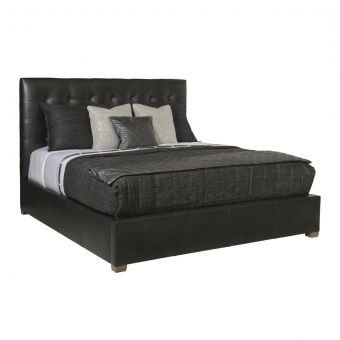 Bernhardt Interiors Avery 54.5"H Leather Button-Tufted Bed - Queen