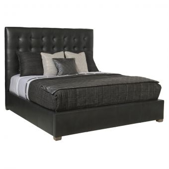 Bernhardt Interiors Avery 66"H Leather Button-Tufted Bed - Queen
