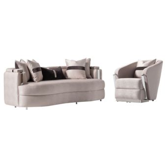 AICO Michael Amini Carmela Sofa Set Zinc Silver
