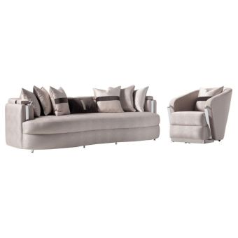 AICO Michael Amini Carmela Mansion Sofa Set Zinc Silver