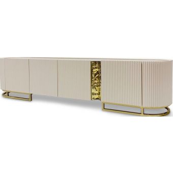 AICO Michael Amini Lisbon Media Cabinet Silken - Matte Cream