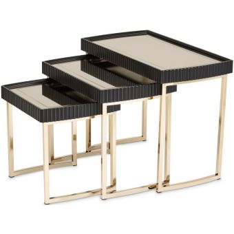 AICO Michael Amini Lisbon Nesting Tables Silken - Matte Black