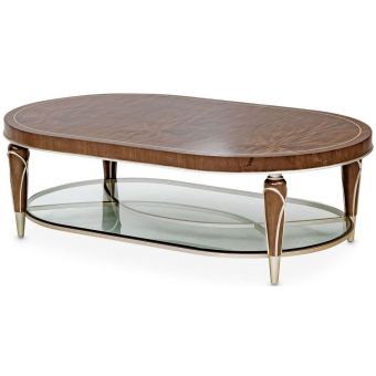 AICO Michael Amini Villa Cherie Oval Cocktail Table - Hazelnut