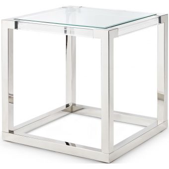AICO Michael Amini State St. Square End Table -Glossy White