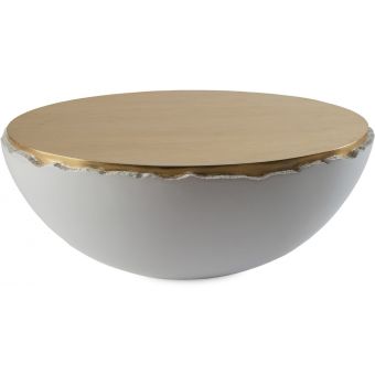 Phillips Collection Broken Egg Coffee Table, White and Gold Leaf