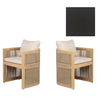 Panama Jack Outdoor Cabo  Barrel Dining Armchairs in Sunbrella Canvas Black Fabric - Set of 2