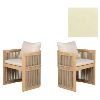 Panama Jack Outdoor Cabo  Barrel Dining Armchairs in Sunbrella Canvas Fabric - Set of 2