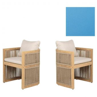 Panama Jack Outdoor Cabo  Barrel Dining Armchairs in Sunbrella Canvas Capri Fabric - Set of 2